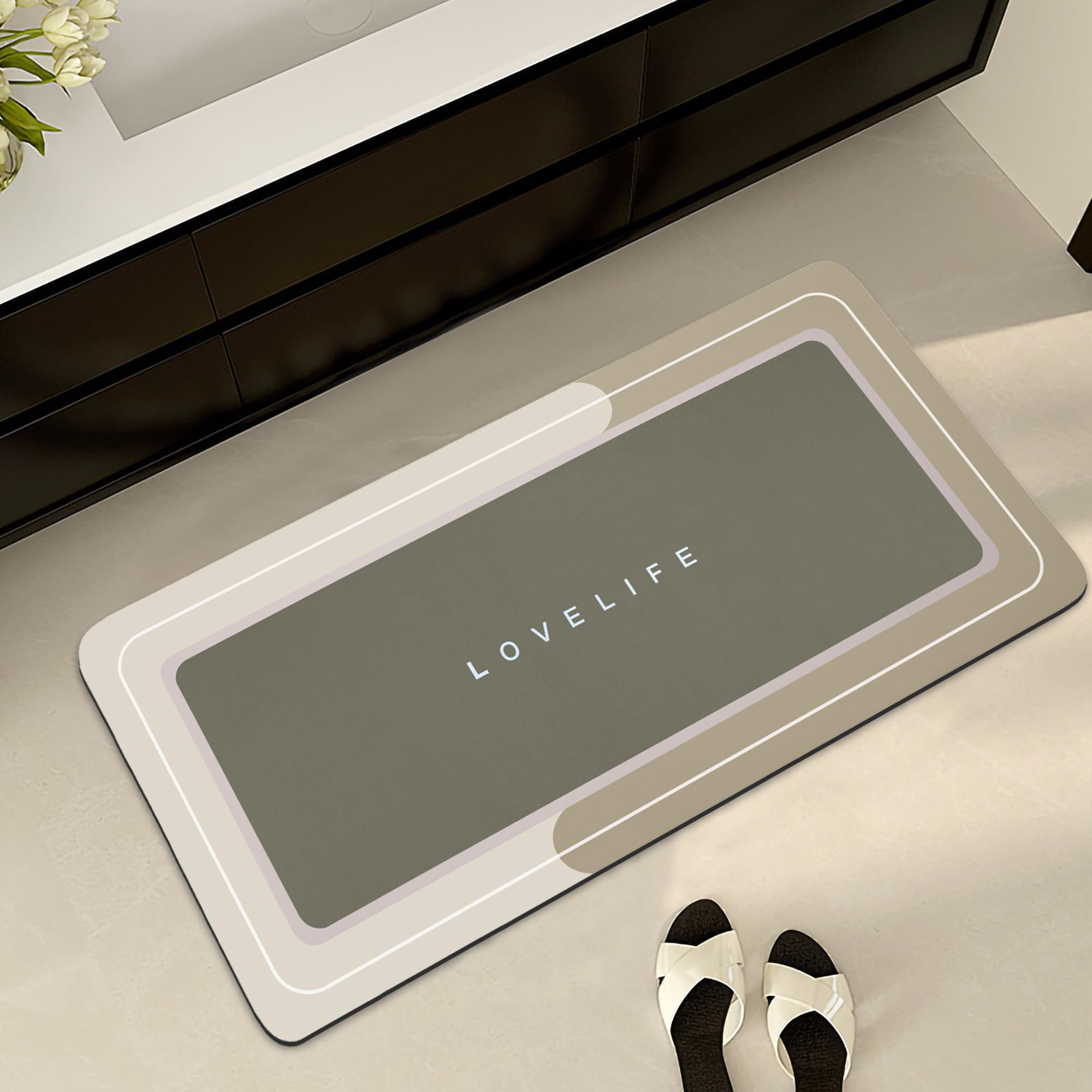 YCTMALL Bath mat Rubber Bathroom Mat-Quick Dry Absorbent Rug Non-Slip Thin Bathroom Rug Instant Dry Magic Bath mats for Bathroom Floor Mat in Front of