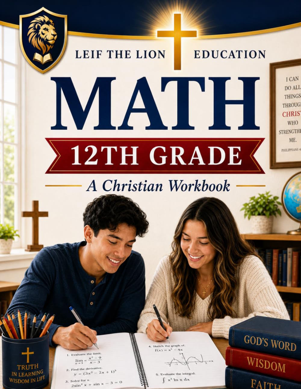 12th Grade Math: A Christian Homeschool Math Workbook with Step-by-Step Lessons, Practice Problems, and Answer Key (Homeschool Math Workbooks Grades 3 - 12. Semesters 1 - 2.)