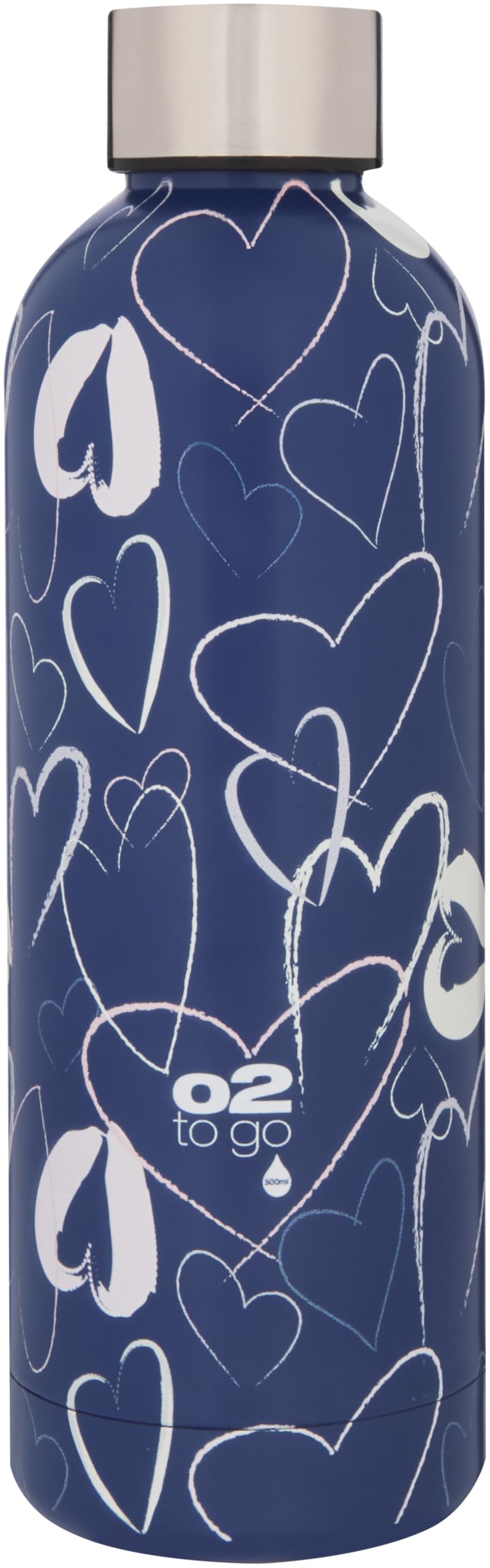 O2 Stainless Steel Double Wall Heart Water Bottle, 500 ml Capacity
