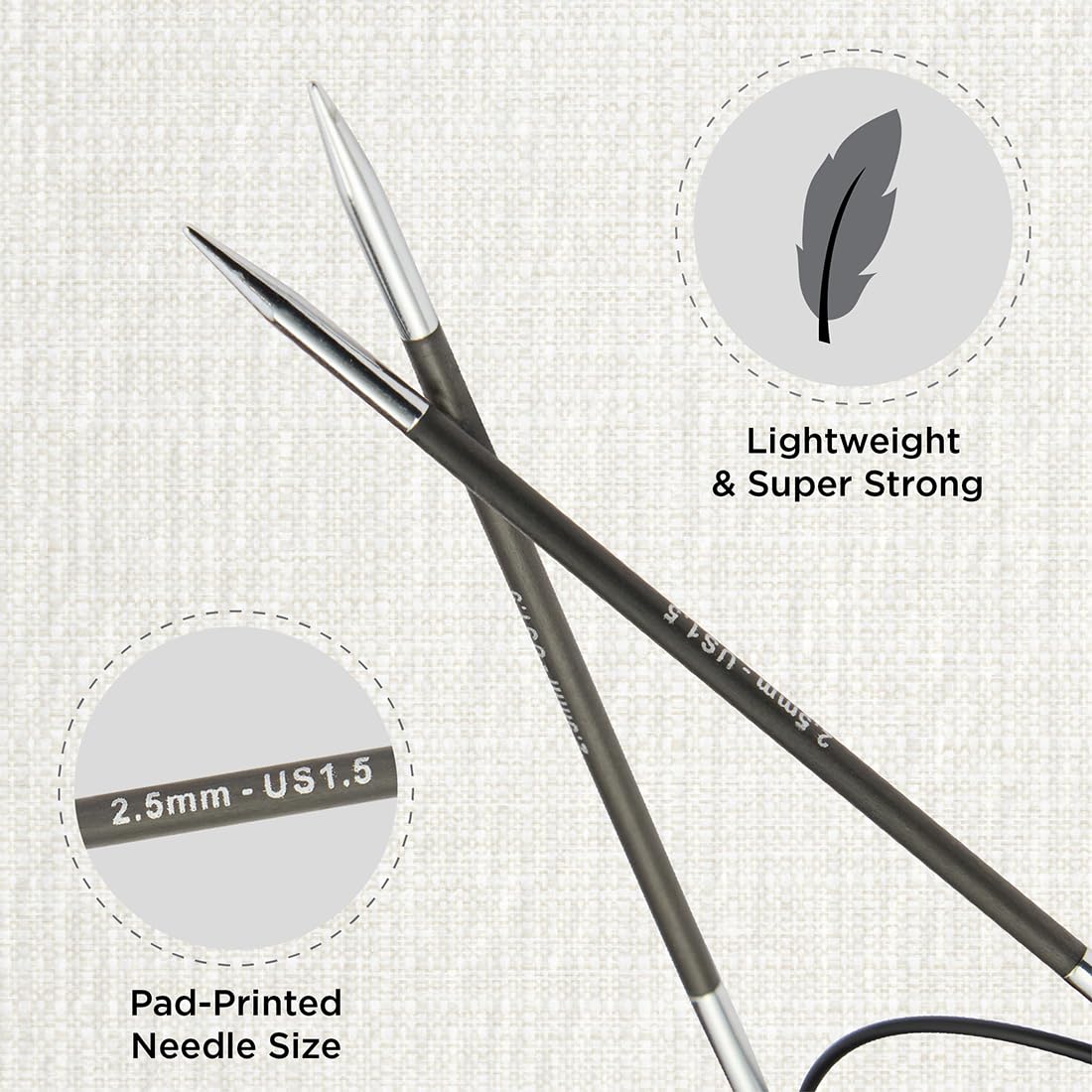 KnitPro - Ensemble de luxe de pointes d'aiguilles à tricoter circulaires interchangeables