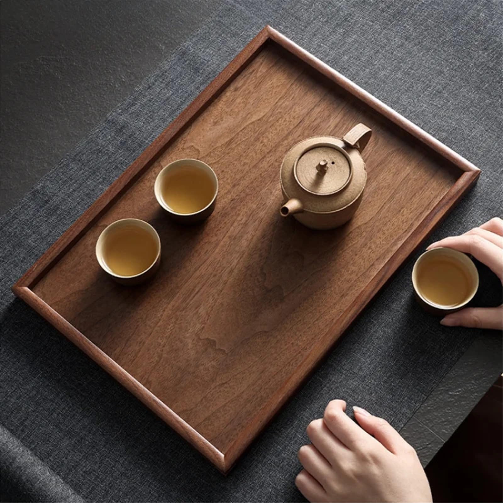 Bandeja para Servir té, 2 Piezas, de Madera Maciza, Sencilla, para el hogar, Ideal para Aperitivos en la Sala de Estar (35 x 25 cm)