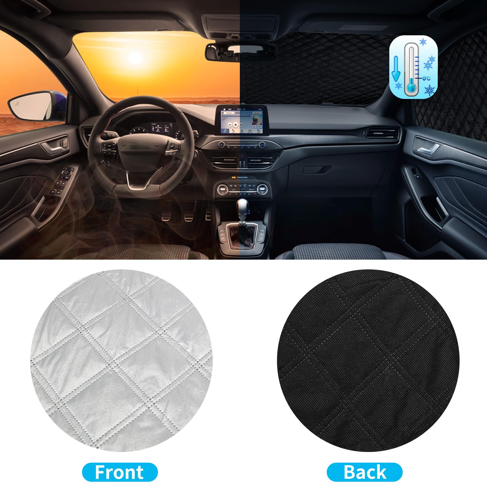 Copri Parabrezza per Auto Compatibile con Citroen Berlingo Peugeot Partner 2008-2018, Copertura Parabrezza Invernale Antigelo Antighiaccio Anti UV