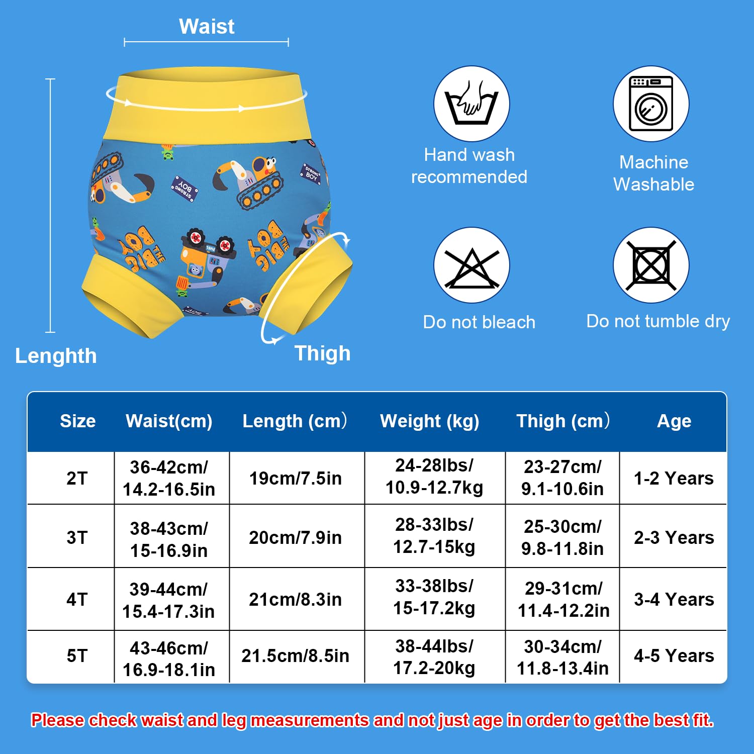 MOEMOE BABY Couches de Bain Réutilisables,Couche de Natation pour Bébés,Imperméable Couche Piscine pour Garçon et Fille,3 Paquets,Requin+Crocodile+Excavateur,3-4 Ans