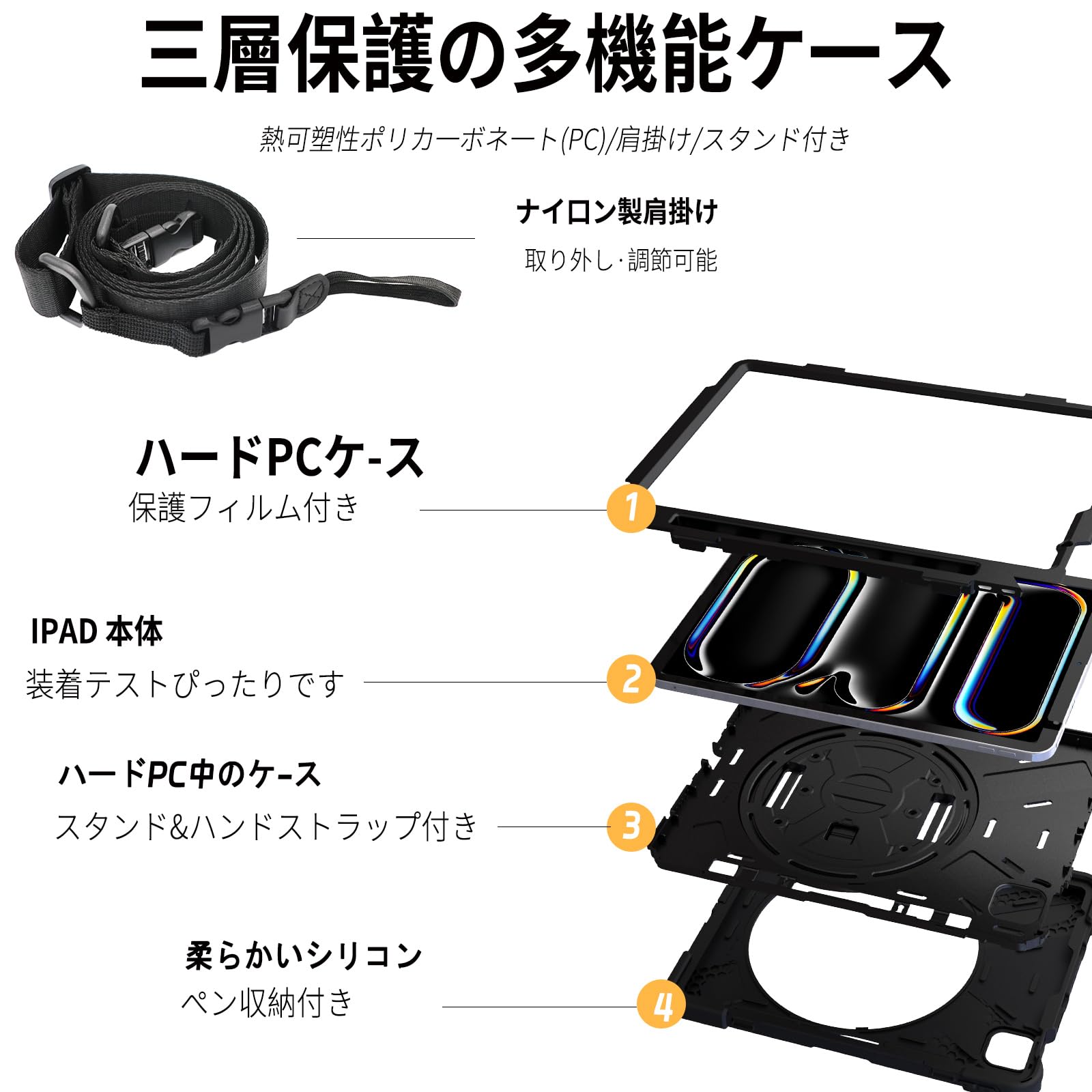 Amazon.co.jp: ZenRich iPad Pro 13(M4) 2024 ケース 耐衝撃 | ペン 
