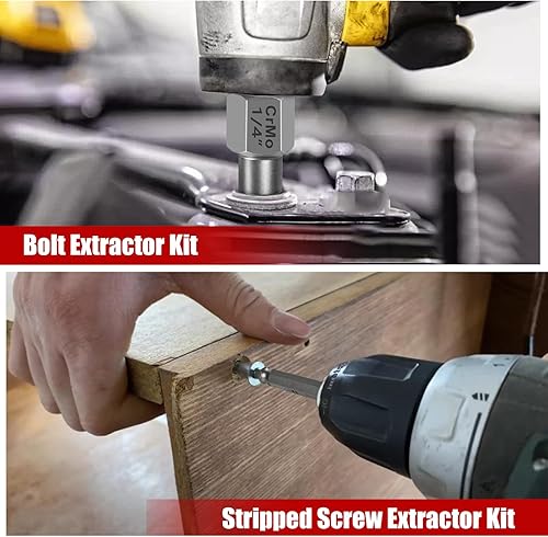 Miniatura 6 de Juego de 20 extractores de pernos, kit de extractor de tornillos fácil de sacar, 38 de pulgada, herramienta para quitar tornillos oxidados y pelados