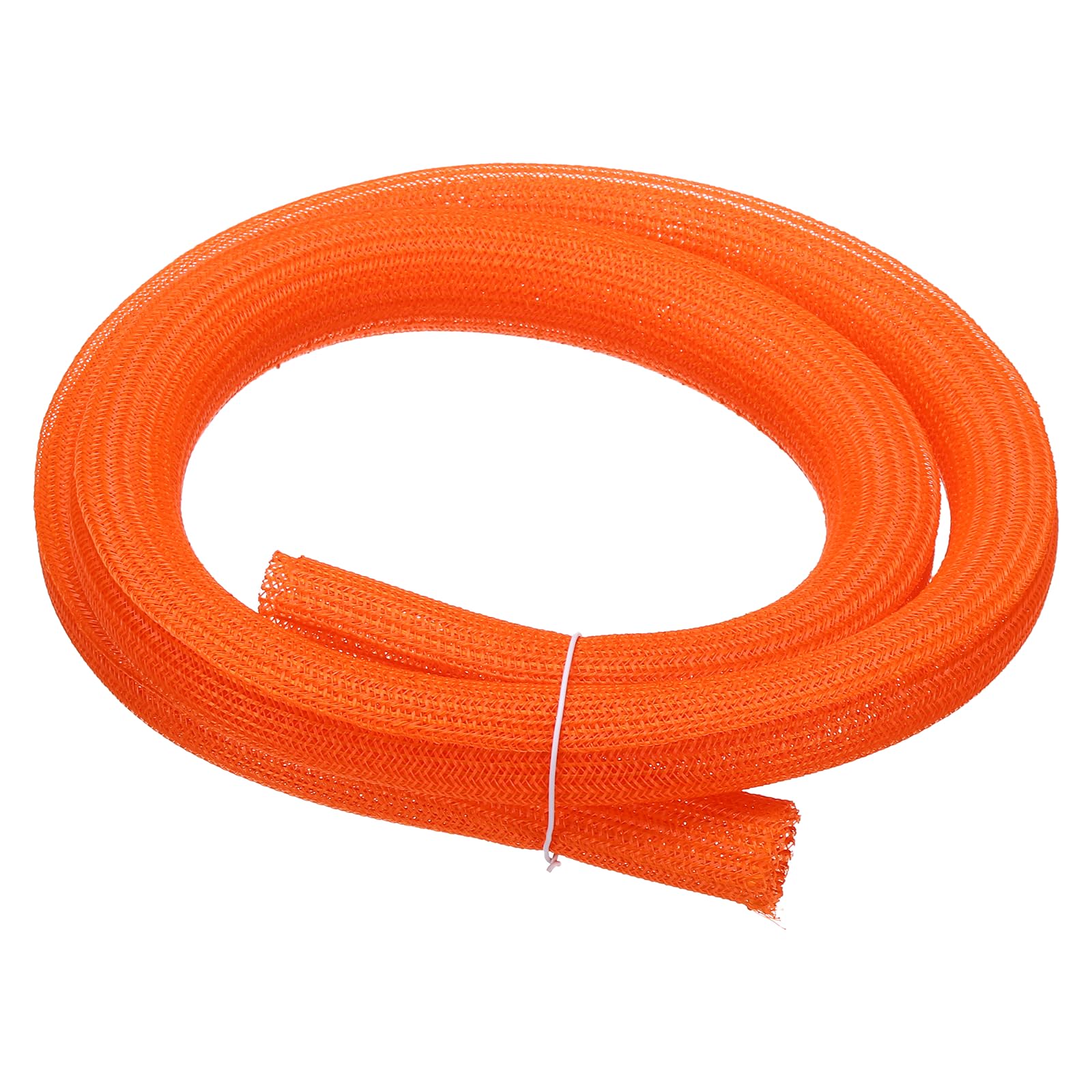 sourcing map Split Sleeve Wire Loom 1-1/8" 5Ft Orange Self Wrapping Braided Sleeve UL94-V2 Fireproof PET Sleeving for Automotive, Home Cable Management