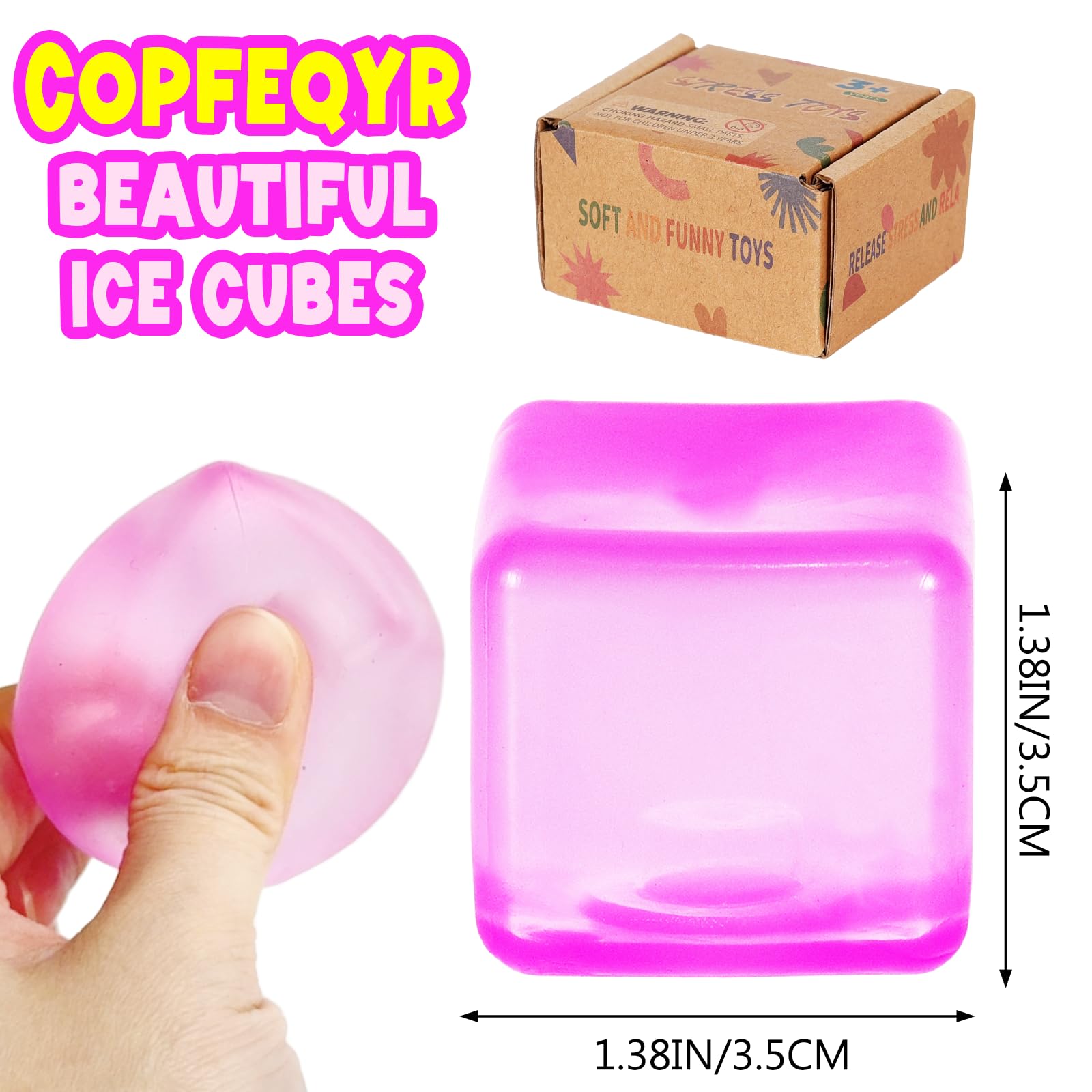 Copfeqyr Ice Cube Stress Balls Gift Set, 1PCS Colorful Squishy Fidget Cube Toys for Kids & Adults - Image 2