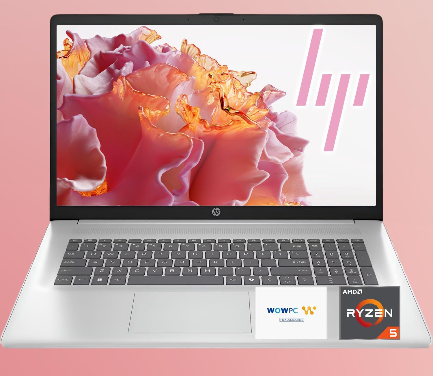 HP Laptop, 17.3" FHD 1080p Display, AMD Ryzen 5 7430U (6-Core, 12-Thread), 64GB RAM 2TB SSD, Windows 11 Home, WiFi 6, HD Audio, Anti-Glare, HD Camera w/Privacy Shutter, w/WOWPC Recovery USB