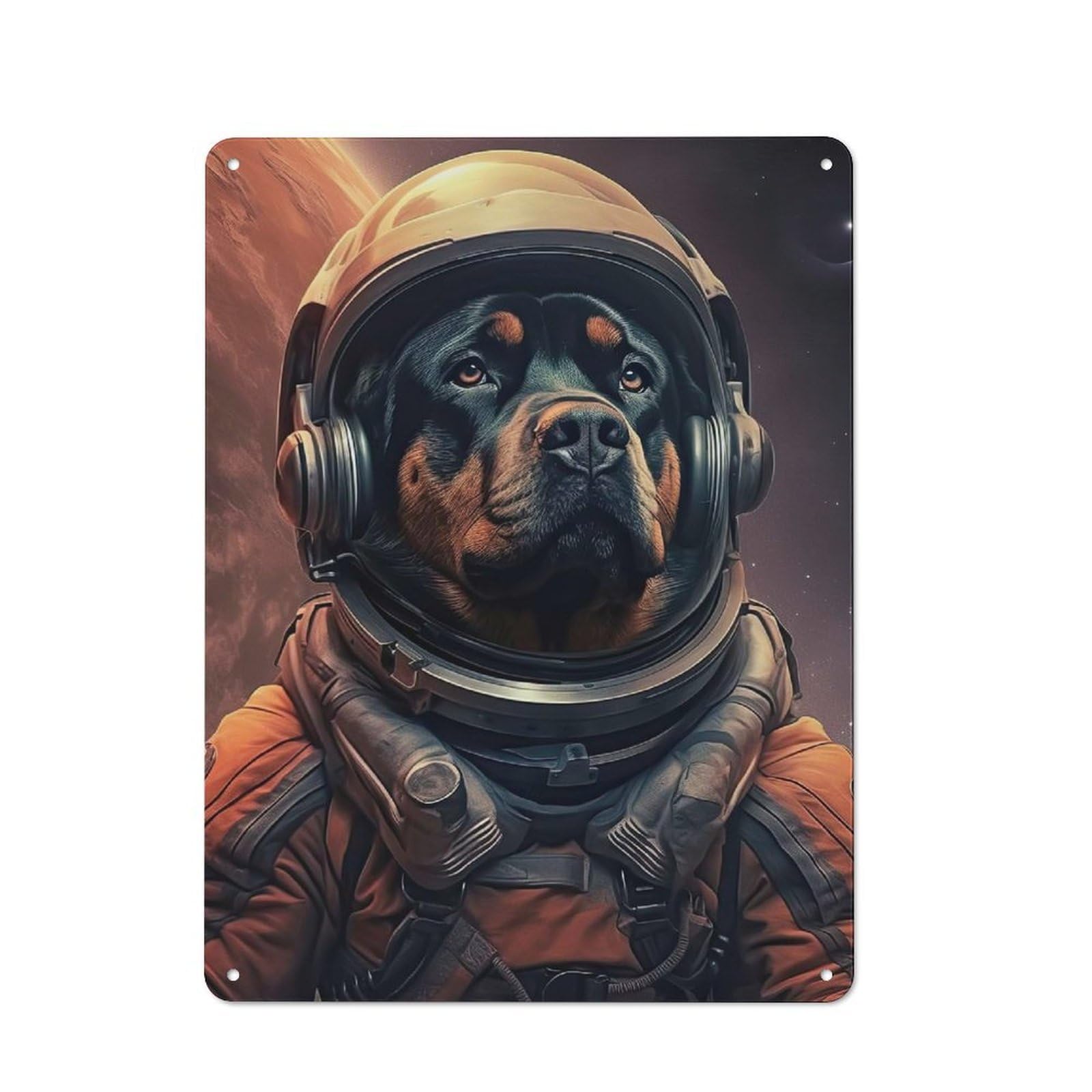 Junmoney Style-7 40X30cm Retro Tin Sign With Rottweiler Mars For Home Office Or Studio, For Home Interiors, Feature Walls And Decorative Displays