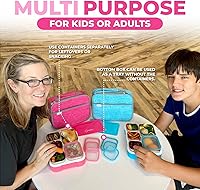 Vista 4 de Conjunto de Lonchera Bento de Acero Inoxidable para Adultos, Niños - Bolsa Aislante y Paquete de Hielo - Compartimentos de Metal a Prueba de Fugas