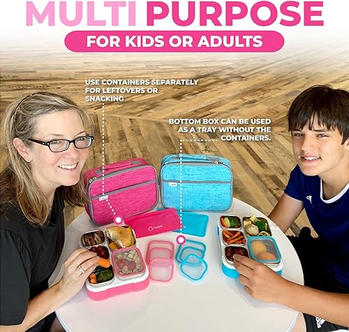 Miniatura 4 de Conjunto de Lonchera Bento de Acero Inoxidable para Adultos, Niños - Bolsa Aislante y Paquete de Hielo - Compartimentos de Metal a Prueba de Fugas