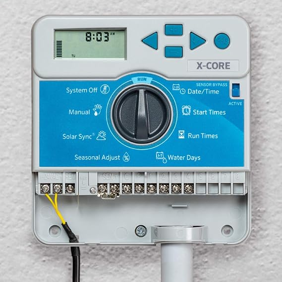 Hunter X-Core XC400i Indoor Sprinkler Timer, 4 Zone Irrigation Controller, Easy Programming, Sprinkler System Timer for Yard and Garden, Manual and Seasonal Adjust, No WiFi Needed