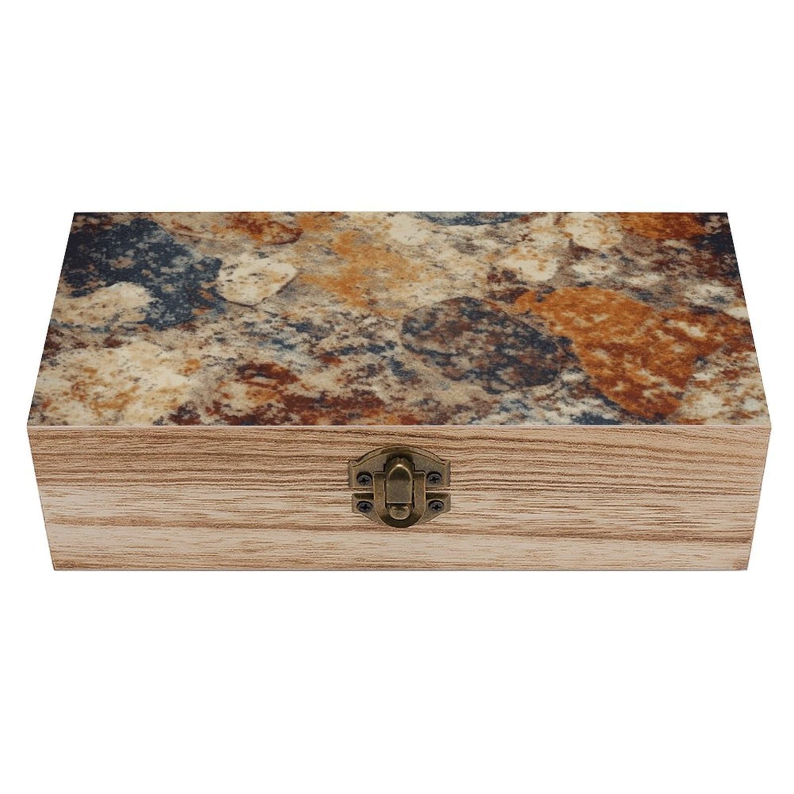 WAFICAC Abstract Granite Wooden Keepsake Box Wooden Box with Hinged Lid Decorative Storage Boxes Unique Gift Ideas for Men & Women Size 7.9" X 3.9" X 2.3"