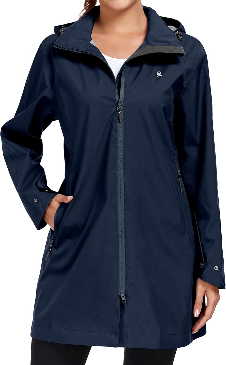 Little Donkey Andy Women's Waterproof Mid-Length Rain Jacket with Hood Windbreaker Coat for Hiking Travel