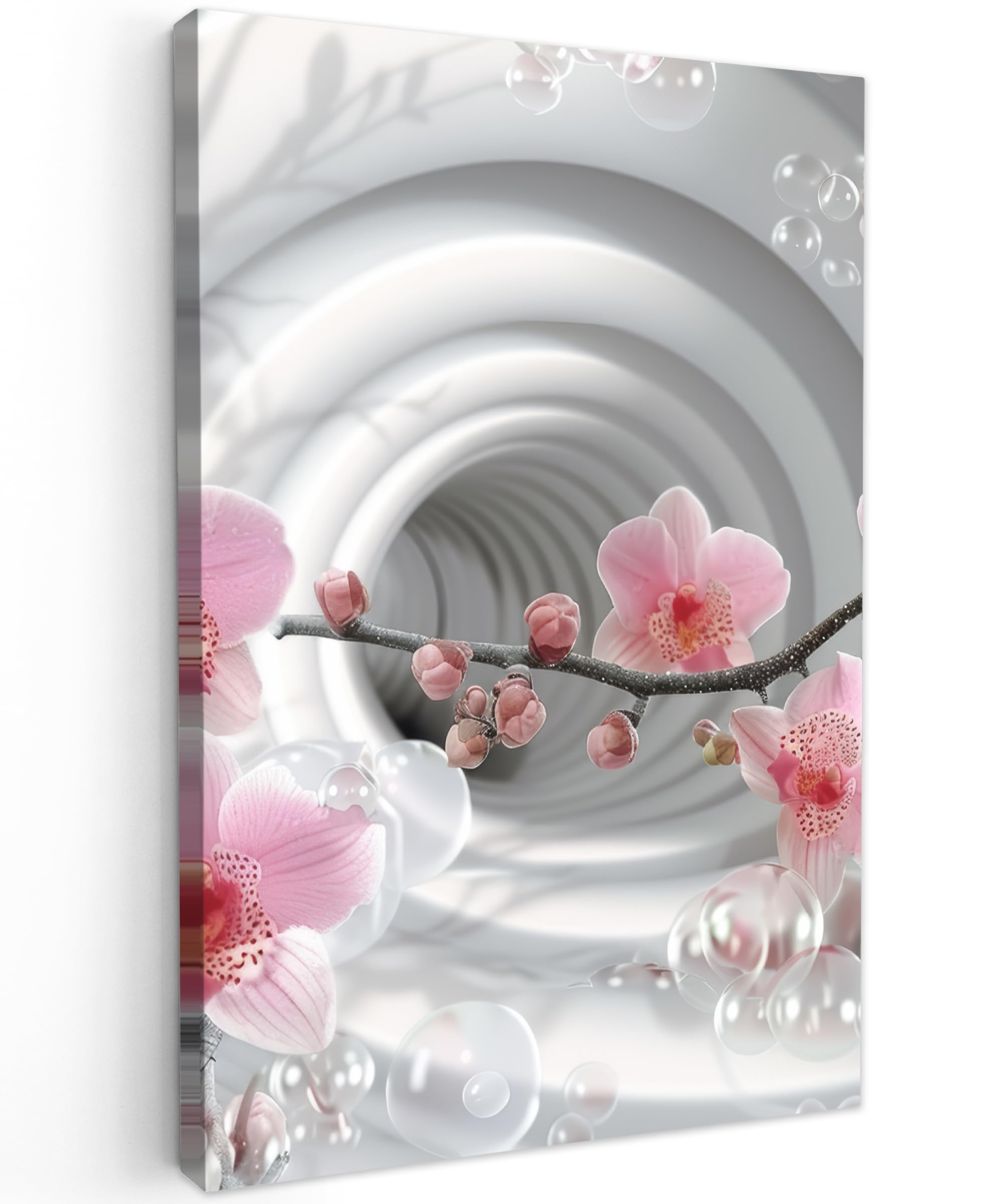 MuchoWow© Canvas Wall Art Work 24"x35" / 60x90 cm Room Decor Painting Wallfillers Picture Decoration Prints Flowers - Tunnel - Abstract - 3D effect — image 1
