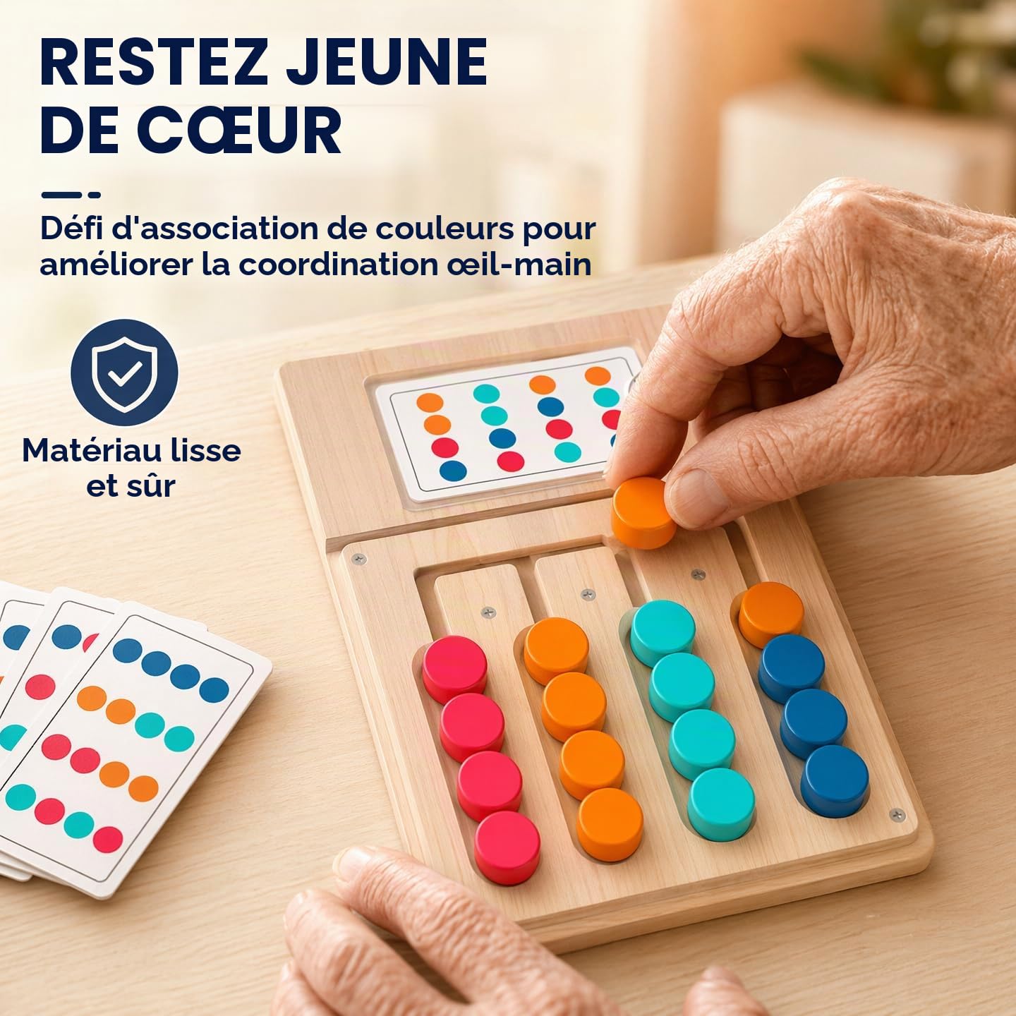 Activités sur la démence pour les personnes âgées, produits en bois faciles pour les personnes âgées, jeux de mémoire de couleur pour adultes, grandes planches sensorielles avec gadgets Fidget