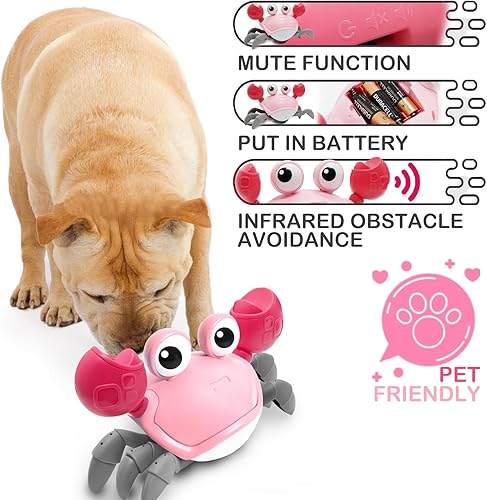 Miniatura 3 de Juguetes de cangrejo para bebés, cangrejo interactivo para niños pequeños con sensor inteligente, juguete de cangrejo caminante infantil con música