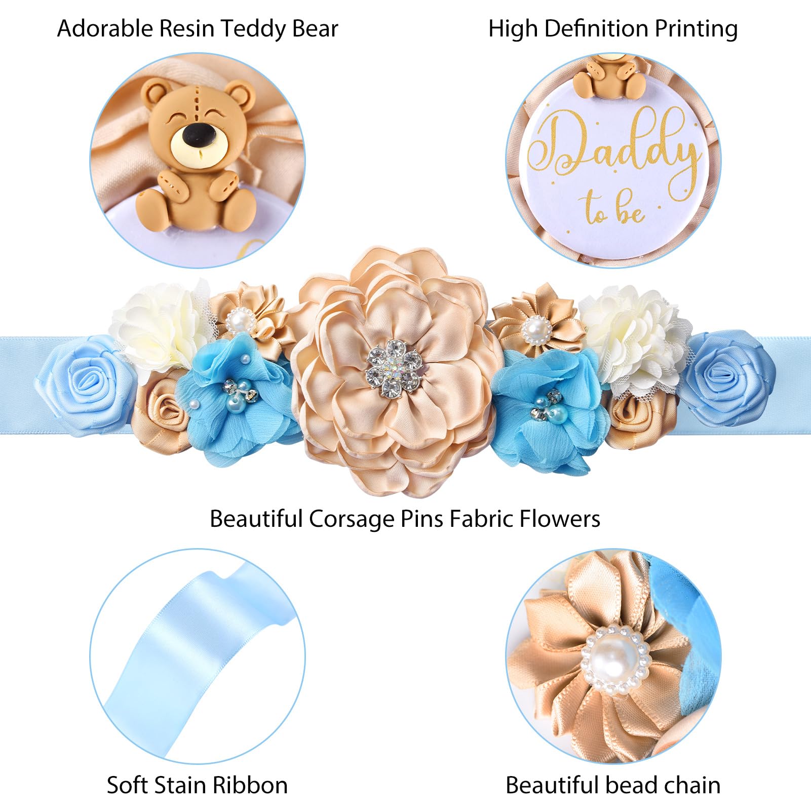 Xinrui Floral Maternity Sash Mummy Daddy To Be Corsage Pin