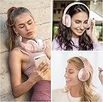 Casque Bluetooth sans fil supra-auriculaire 65H d'autonomie HiFi stéréo avec microphone et 6 modes EQ, casque pliable Bluetooth V6.0 pour ordinateur de bureau et portable, or rose