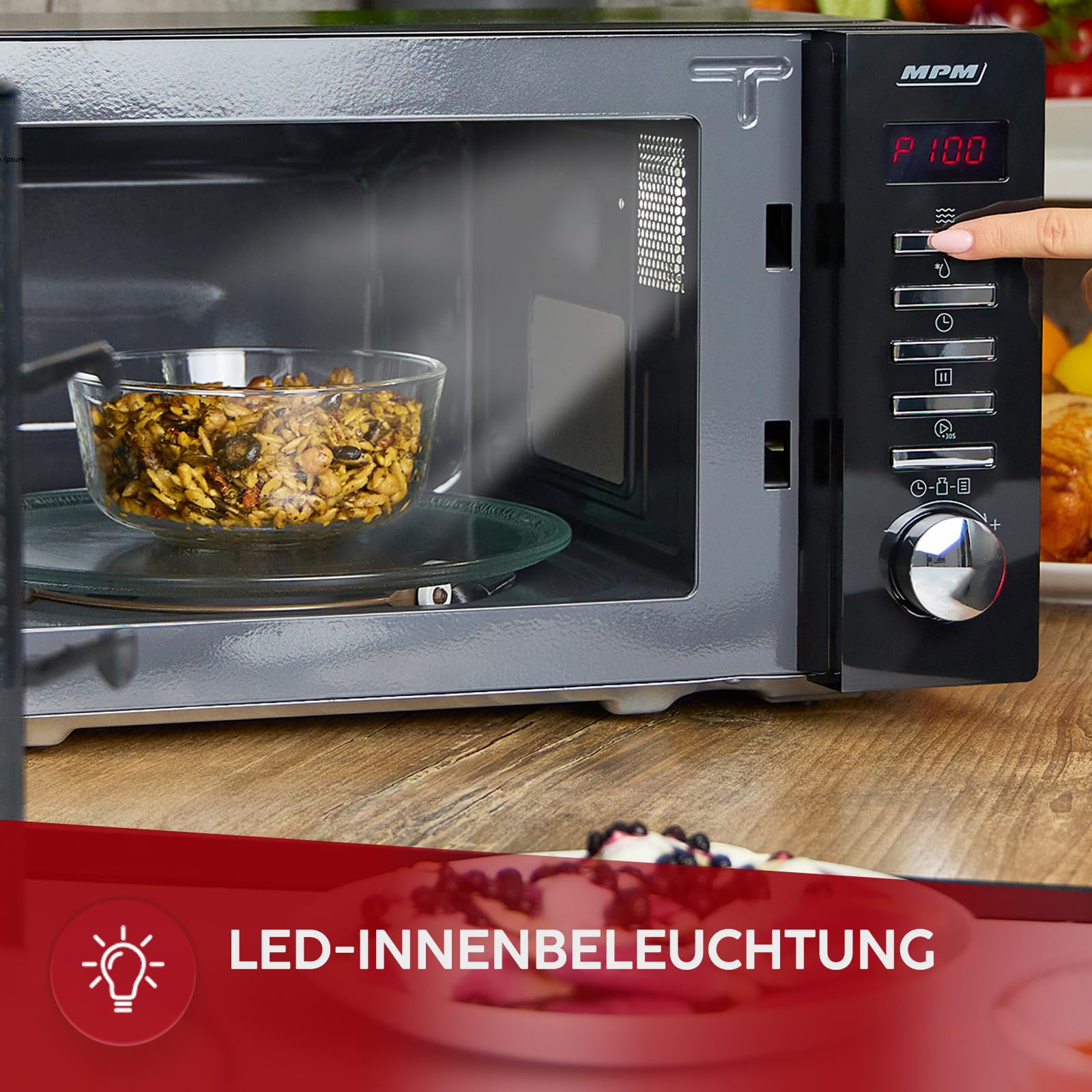 MPM Mikrowelle MPM-20-KMT-05 20 L - Mikrowellenofen für schnelles Kochen - Erwärmen und Auftauen - Digitales Steuerungssystem 700 W