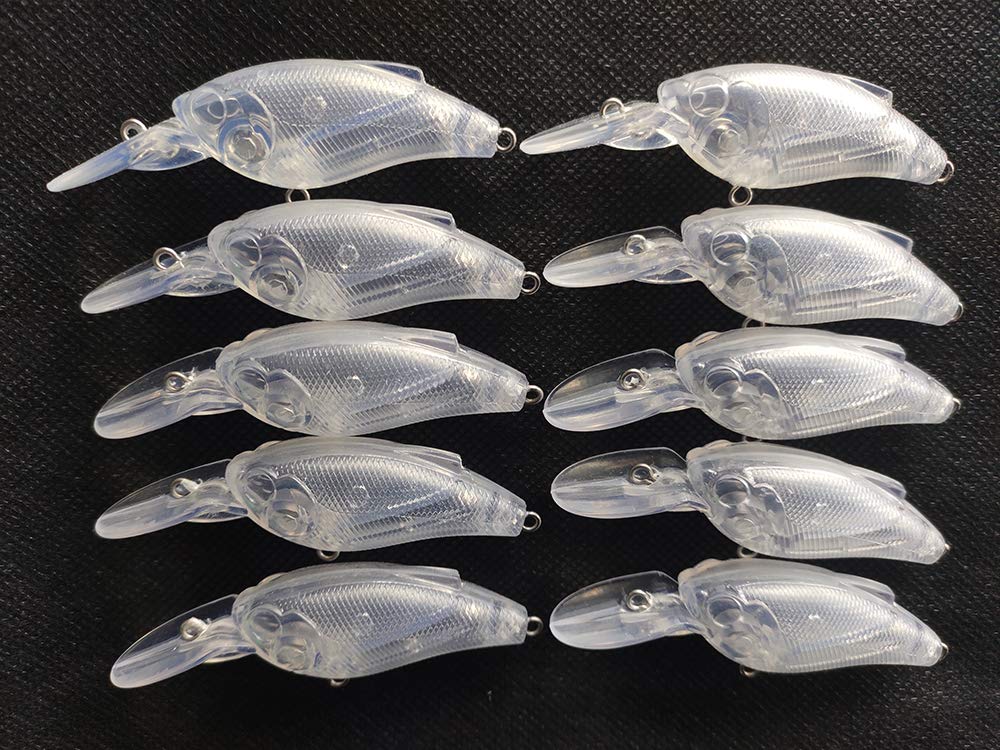 YETYE 10pcs Unpainted Fishing Blank Lure Body 75mm 8g Crankbait