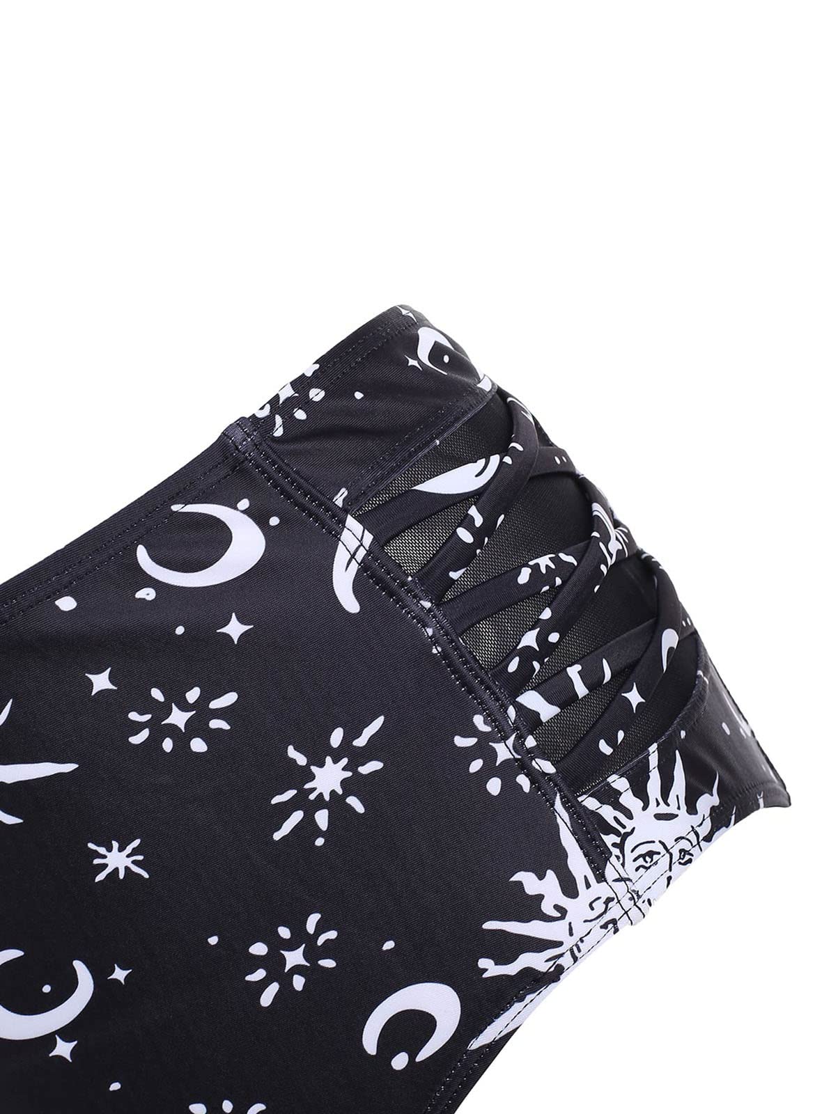 JMSUN Traje de baño de verano para mujer, diseño de sol, estrella, luna, entramado, cintura alta, tankini