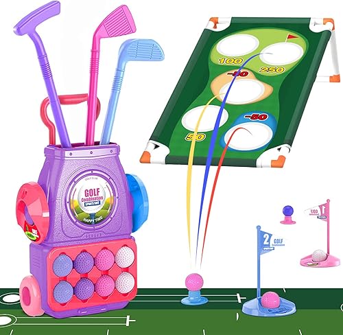 TOY Life Clubes de golf para niños 3-5, juego de golf para niños, palos de golf para niños pequeños, juegos de golf para niños de 3 a 4 años