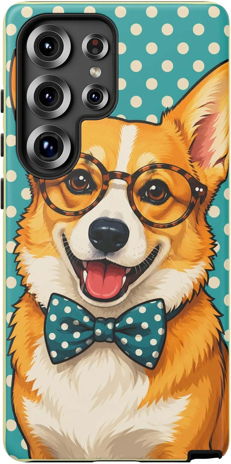 Corgi Bow Tie Glasses Phone Case Fashion Dog Lover Gift Matte