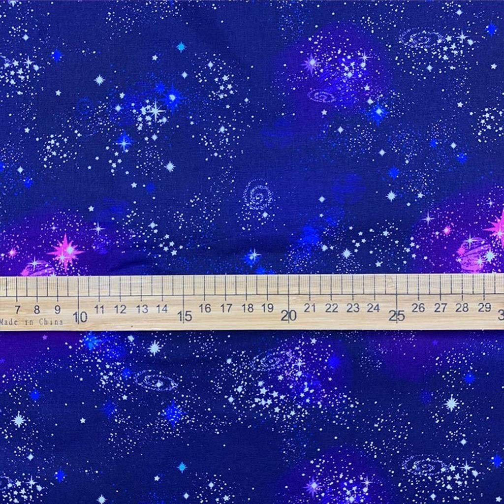 BU 1 Pieza de Tela de 110 cm con Estampado de Galaxia Azul Oscuro, Tela de algodón for Manualidades, Costura, Bolsas de Tela, decoración del hogar y Fiestas.(Wide 110cmx100cm)
