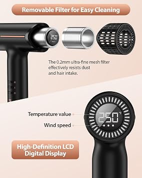 Ionic Hair Dryer with Diffuser, Fast Drying Low-Noise Blow