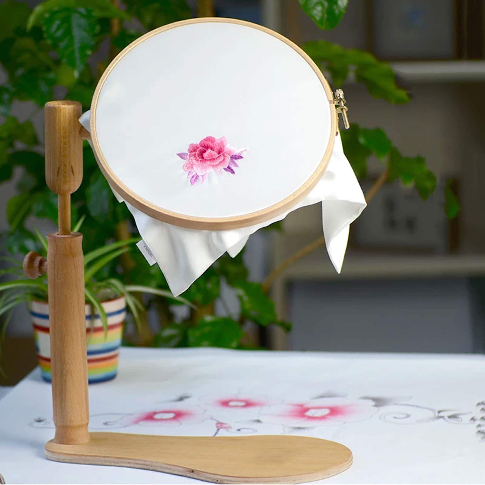 Uchwyt na ramkę do haftu Drewniana rama Hoop Stand DIY Akcesoria rzemieślnicze dla miłośnika ściegów krzyżowych