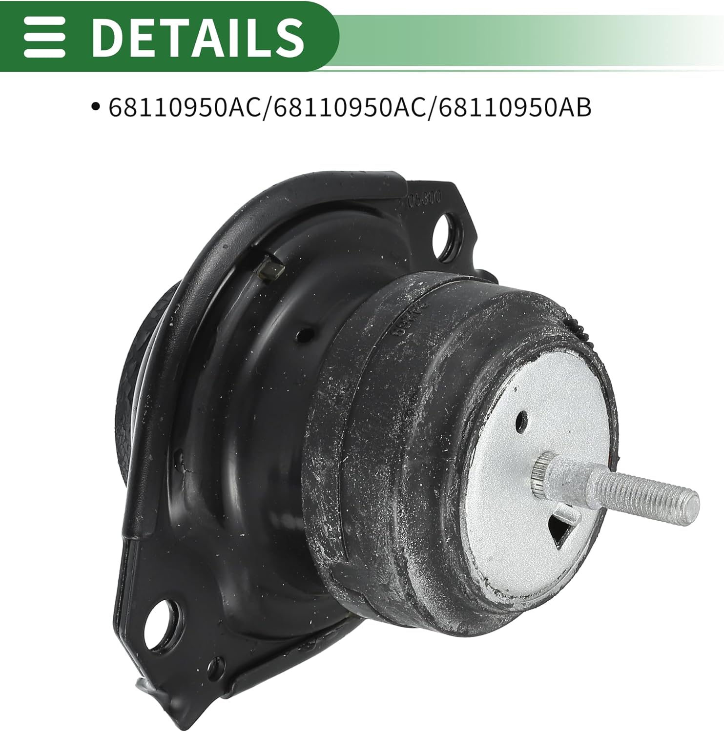 Motoforti Engine Motor Mount, Engine Mounting, for Dodge Durango 3.6L 2013-2021, No.68252518AA, Black