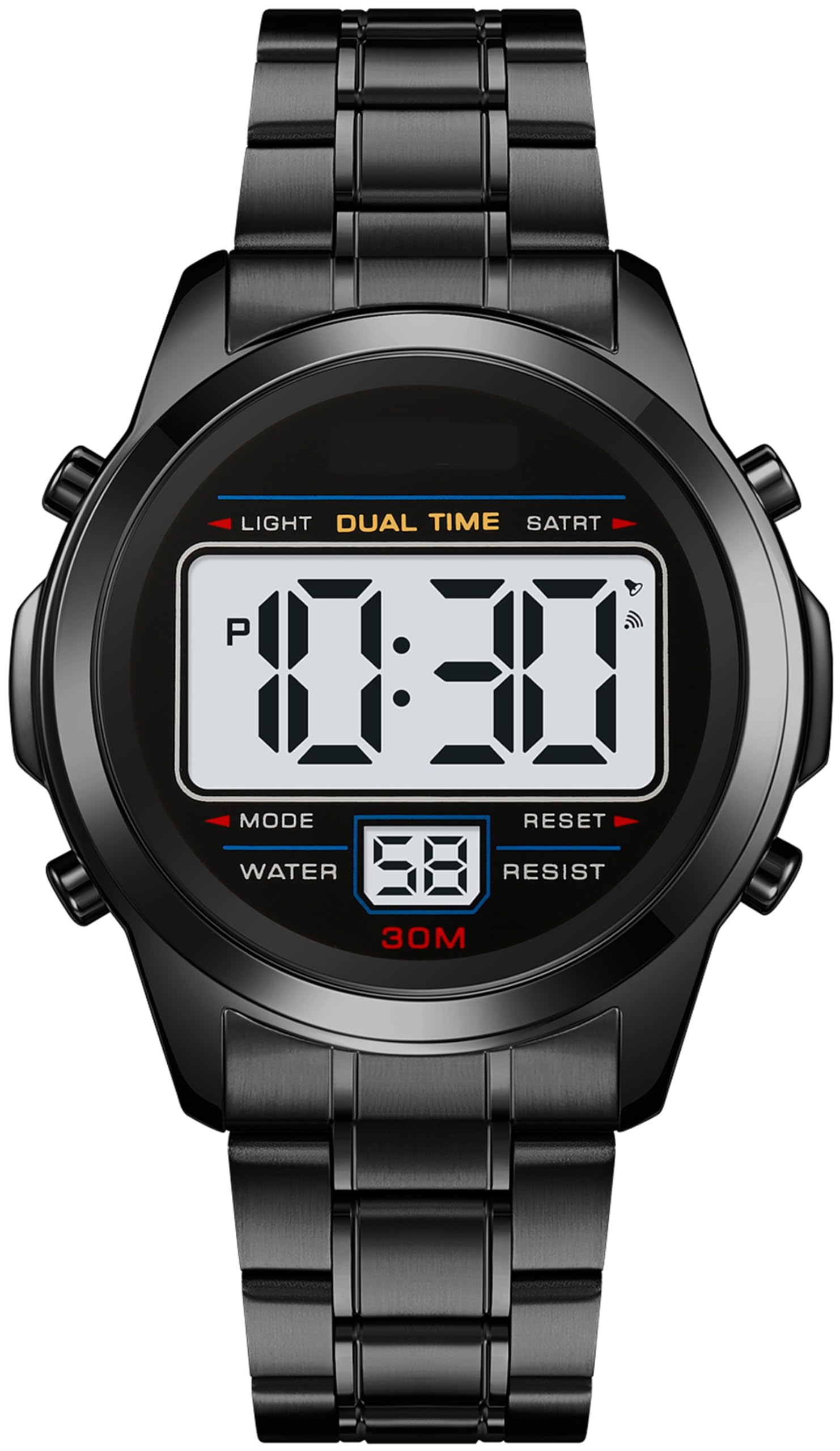 Orologi da uomo in acciaio inossidabile, orologio digale