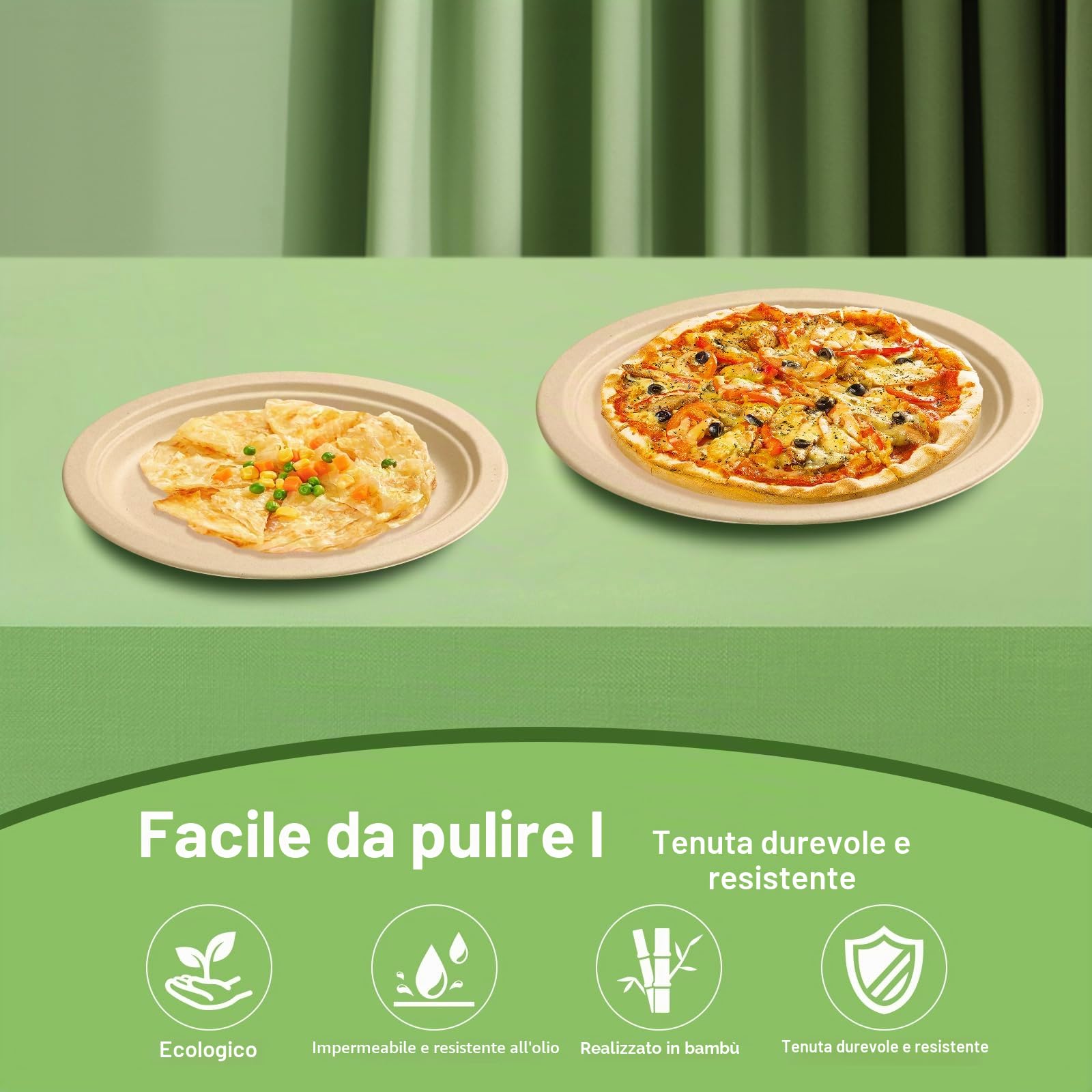 MORGIANA Set di piatti e posate di carta usa e getta, resistenti, in bambù, forchette, tazze, coltelli e tovaglioli, per cena, picnic, campeggio, feste, barbecue, 25 persone (marrone)