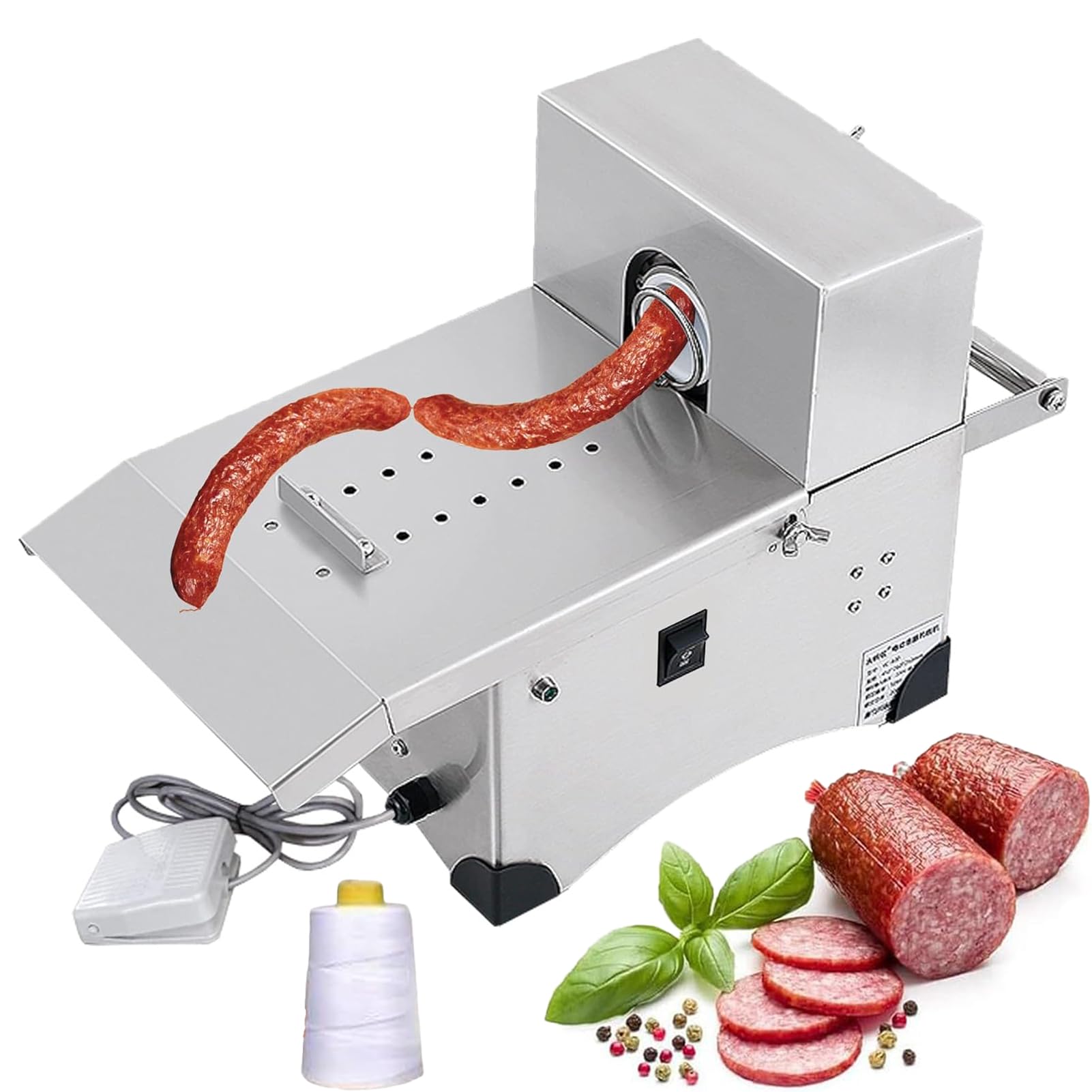 Machine Alimentaire à Nouer Les Saucisses Automatique, éQuipement Professionnel en Acier Inoxydable, 2 Modes (Ouverture 50mm), pour Restaurants Et Traiteurs