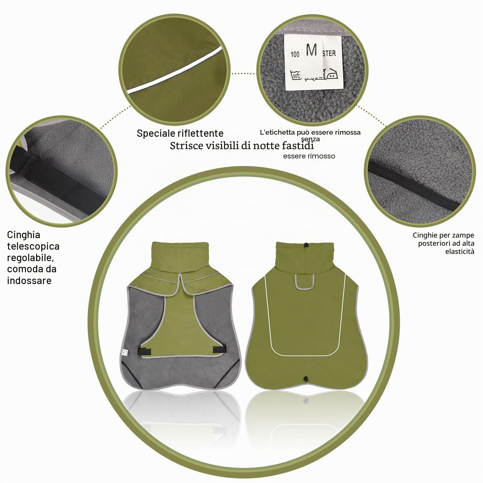 Impermeabile Cappotto Cane - Riflettente Cappottino Chiusura Regolabile, Adatta Tutte Stagioni - Protezione Confortevole Durante Attività All'aperto (L)