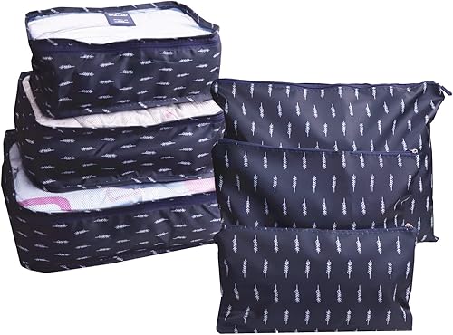 GUIFIER 6 bolsas organizadoras de maleta de viaje, organizador de viaje, juego de cubos de embalaje, bolsas de lavandería, bolsa de almacenamiento
