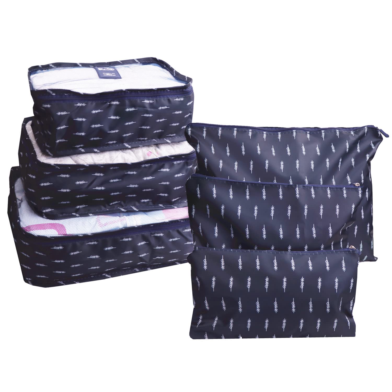 GUIFIER 6 PCS Travel Suitcase Organizer Bags, Travel Organizer Packing Cubes Set Laundry Bags, Travel Clothes Storage Bag, Packing Organizer