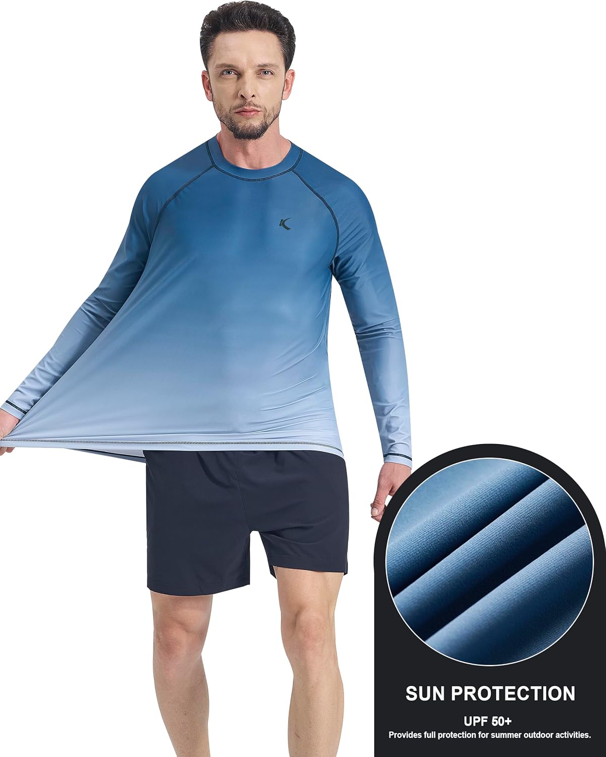 Mens Rash Guard UPF 50+ Swim Shirts UV Sun Protection T-Shirt Quick Dry Long Sleeve Beach Shirts for Fishing - Image 5
