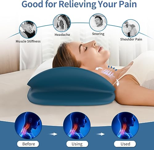Miniatura 2 de Almohada cervical para el cuello para aliviar el dolor, almohadas ergonómicas de contorno de espuma viscoelástica para dormir de lado, espalda y