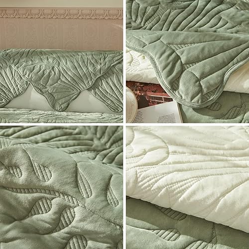 Miniatura 7 de vctops Funda de sofá de felpa de terciopelo con diseño de hojas de palma, funda suave y mullida antideslizante para sofá, para perros, gatos, niños