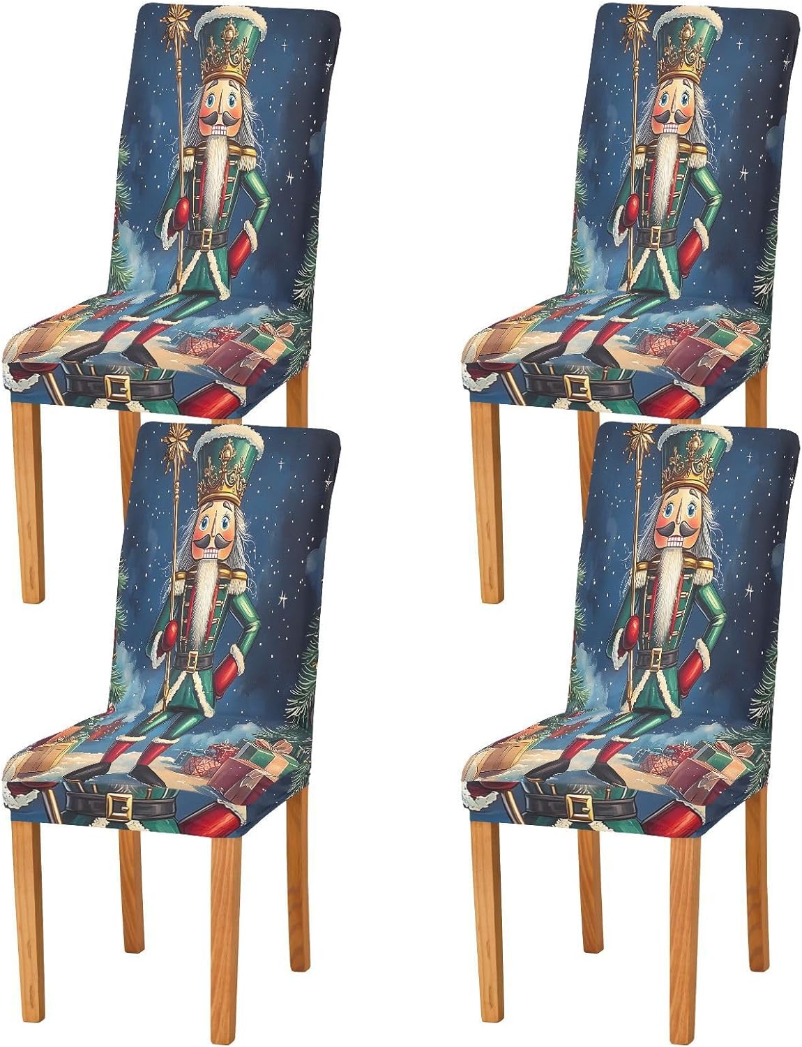 ALAZA Chair Covers for Dining Room, Nutcracker Starlist Sky Stretch Chair Cover Sets Chair Protector Removable Washable for Ktichen Restaurant Hotel