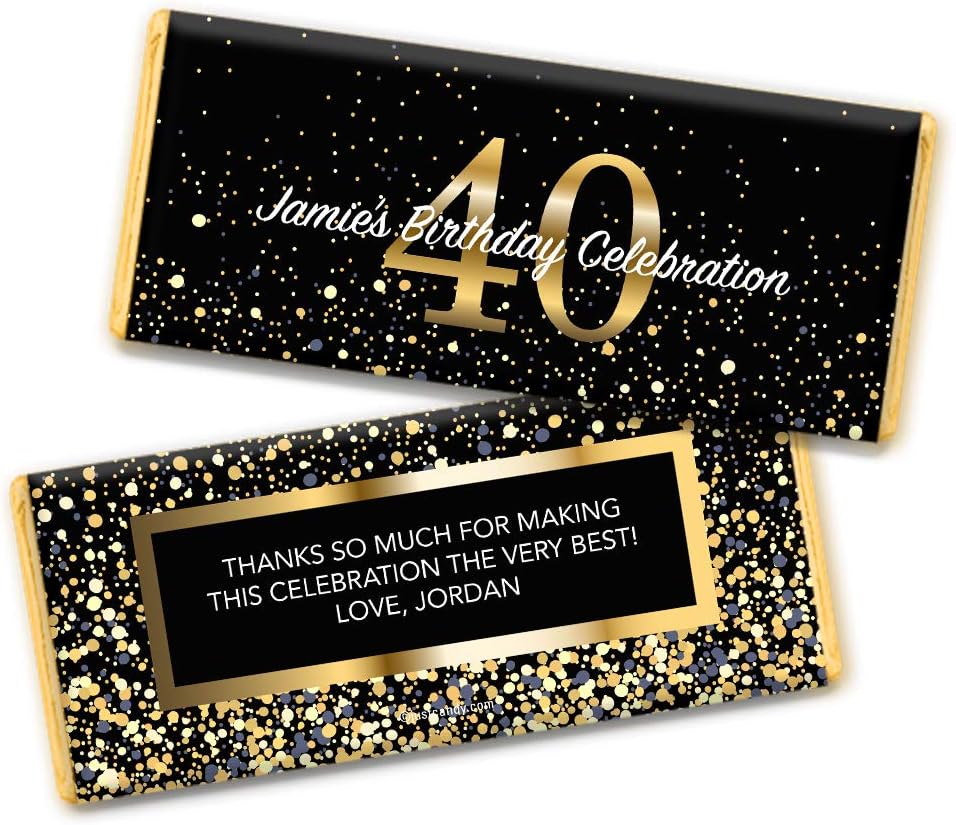 Milestone 40th Birthday Favors Personalized Chocolate Bar Wrappers (25 Count)