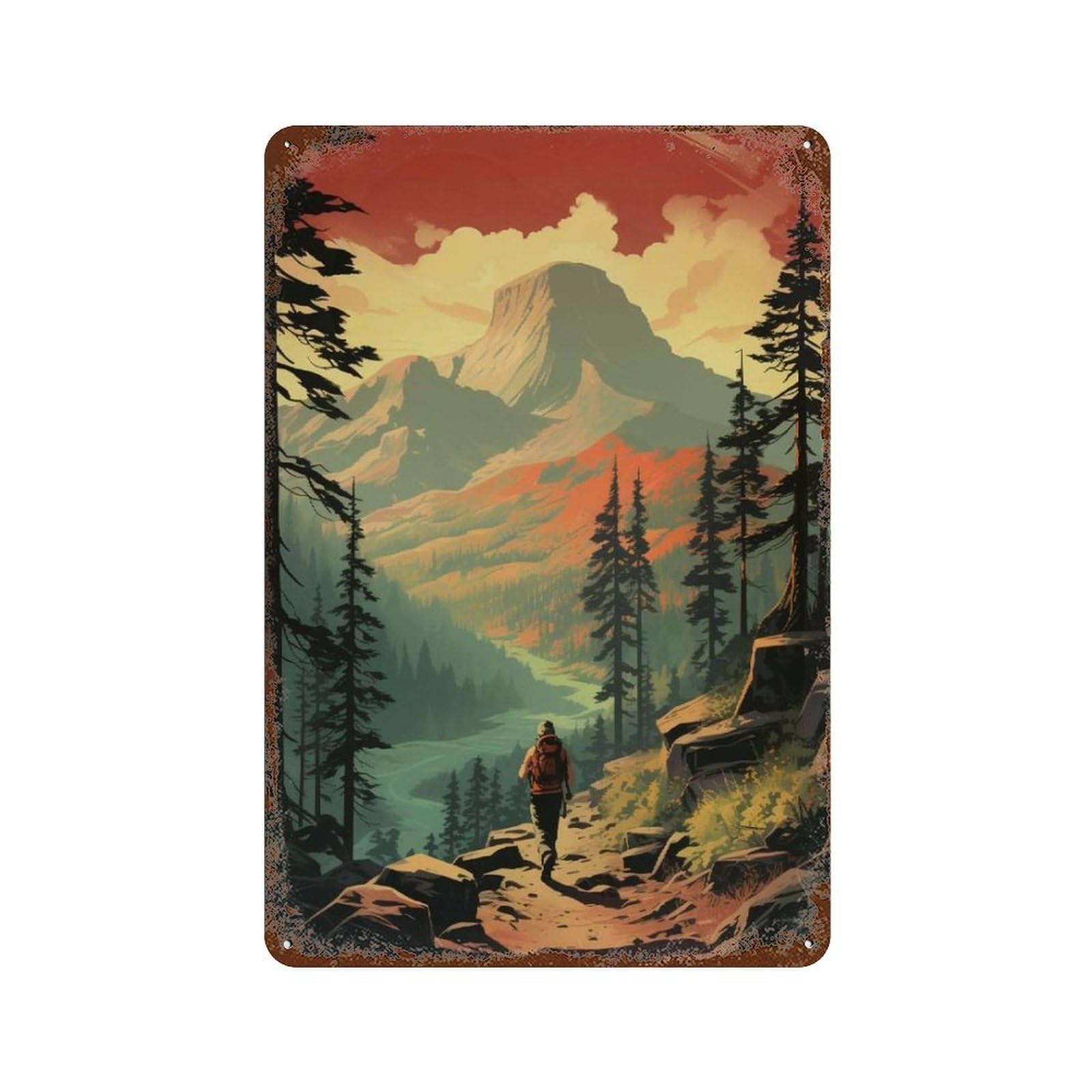 xiaoxiaoshen Vintage Hiking Forest Wall Decor Art Metal Tin Poster Modern Home Decor Art Home Bar Shop Decorations Vintage Sign 30x20cm