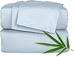 King Feuilles par Pure Bamboo, Véritable 100% Viscose biologique dérivée de Bamboo Ensemble de draps, Luxurieusement doux & Refroidissement, double piqûre, 2 Promesse de qualité année (Roi, Verre de mer)