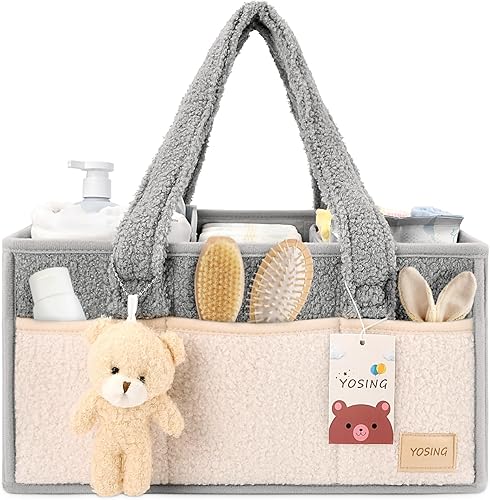 Miniatura 11 de YOSING Organizador de pañales rosa lindo y juguetón, 13 compartimentos, ajustable, organizador de pañales para bebé, cambiador, almacenamiento de