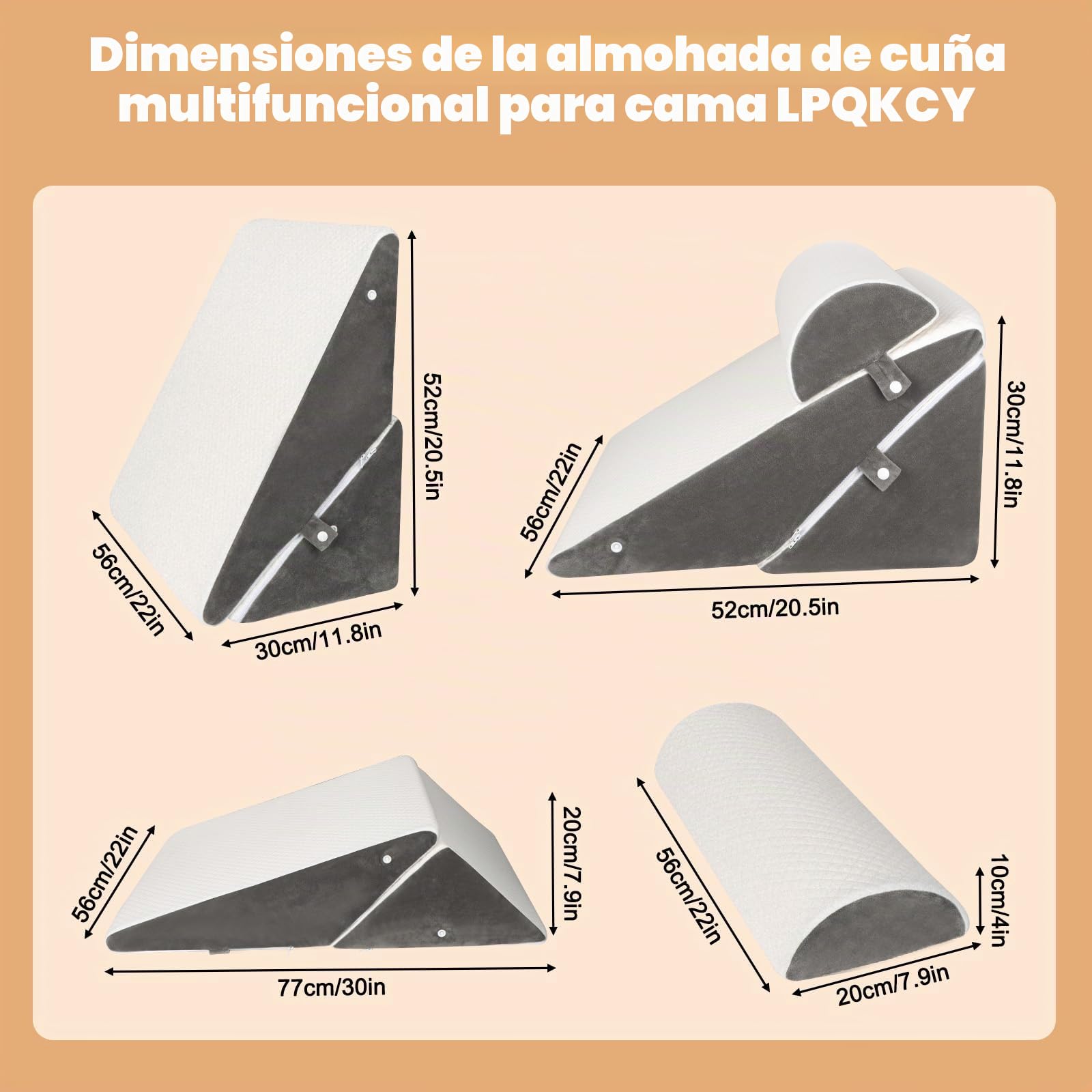 Almohada de cuña ajustable, almohada de lectura para cama y sofá, almohada de reflujo de espuma, respaldo de cojín de espalda, para apnea del sueño, lectura, elevador de sueño, almohada de