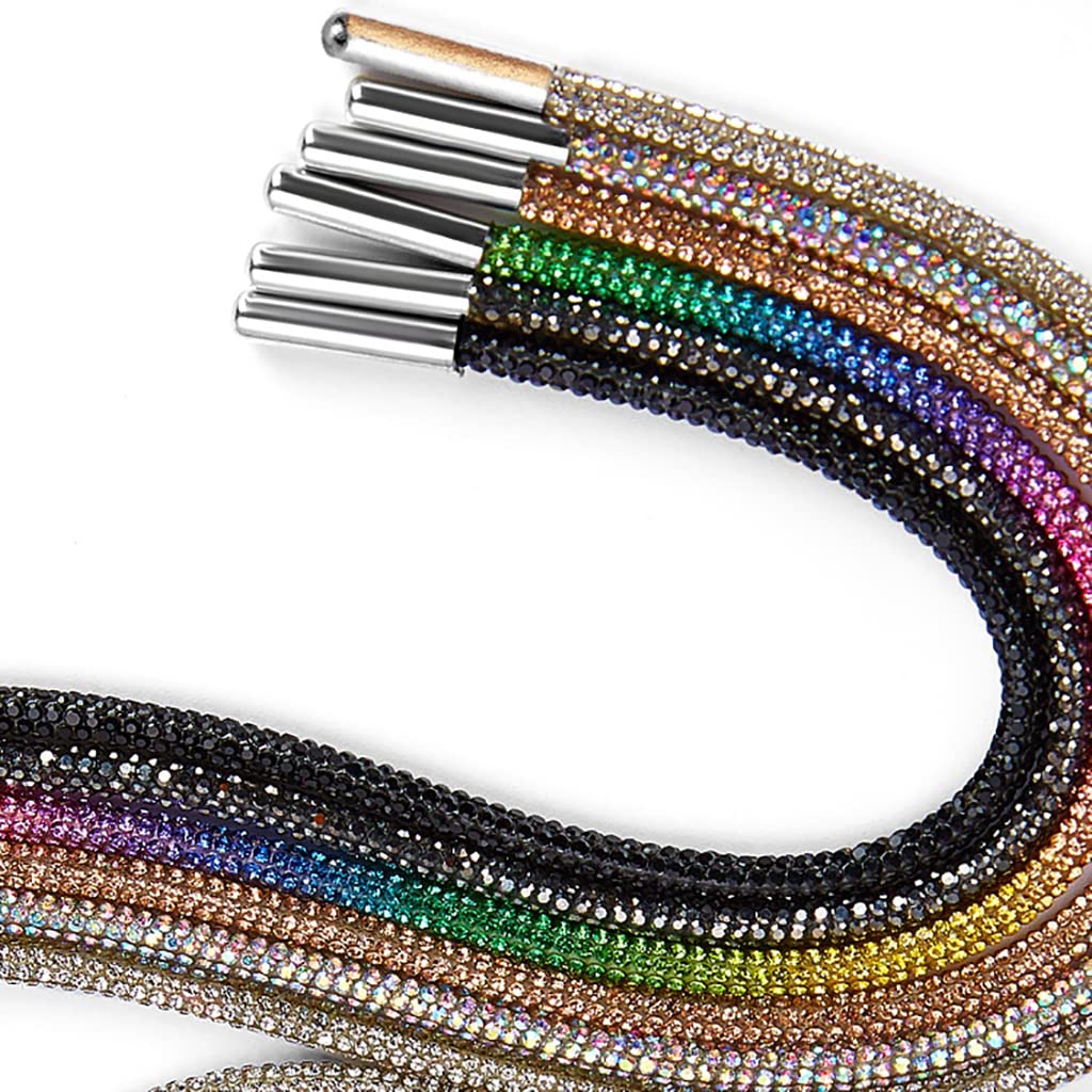 leniwe sznurowadła, sznurowadła trenerskie, zestaw sznurowadeł z łańcuszkiem do butów, leniwe sznurowadła, wymienne brokatowe sznurowadła z diamentami, Rhinestone diamentowe sznurki z kapturem z broka