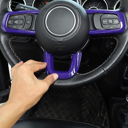 Miniatura 6 de RT-TCZ Para Wrangler JL - Panel de calcomanías para volante de Jeep Wrangler JL JLU Gladiator JT 2018-2024, accesorios interiores morados, 3 unidades