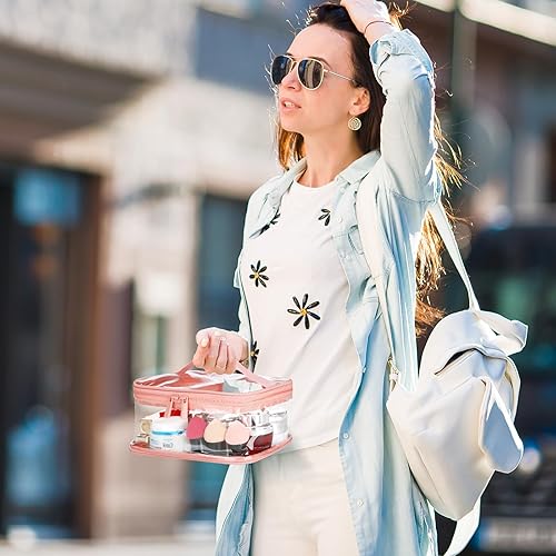 Miniatura 2 de HAOGUAGUA 2 bolsas de maquillaje transparentes para viajes, impermeables, transparentes, aprobadas por la TSA, bolsa de transporte compatible con